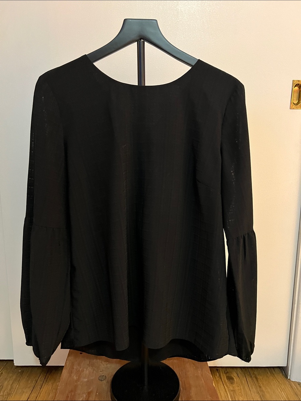 Investments Black Long-Sleeve Peasant Blouse